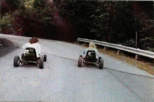 Kurt and Dave racing go-carts. Cool. Go Kurt !!!!!